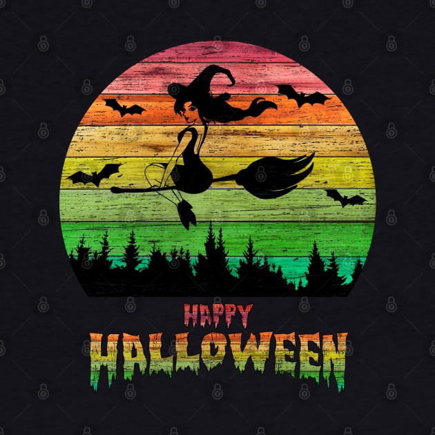 Vintage Halloween Girl Witch by anbartshirts